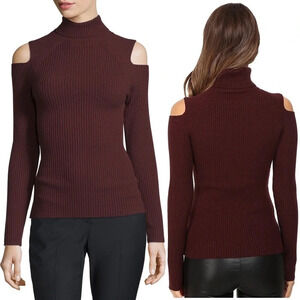 Theory Jemliss Evian Ribbed Turtleneck Sweater Burgundy Casual Medium